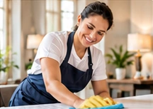 Profissional cuidando da limpeza de uma residência